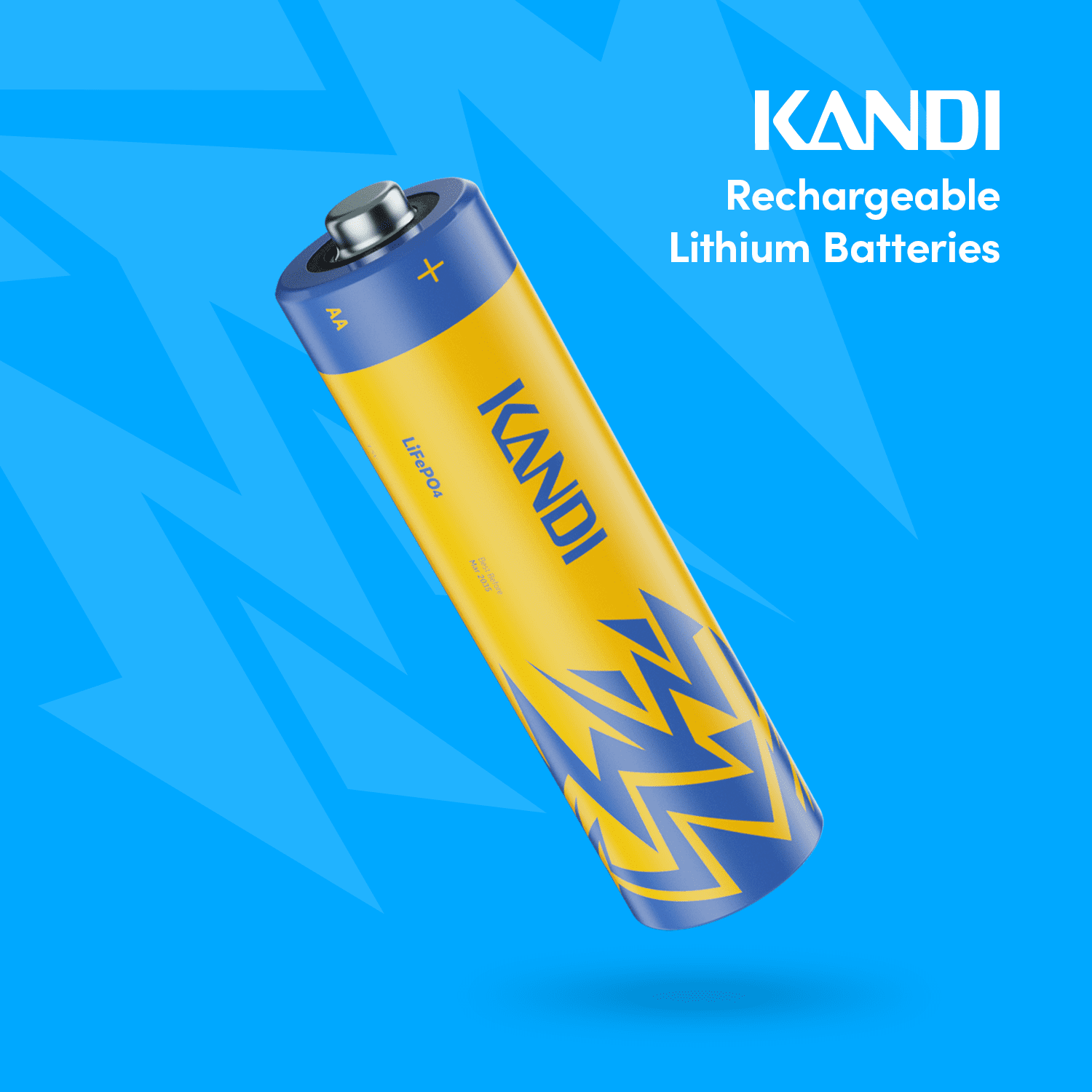 Kandi AA Lithium Rechargeable Batteries 12 Pack-Lightning