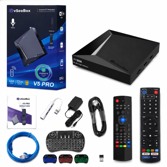 VseeBox V5 Pro 4GB RAM 32GB ROM 6K Streaming Device with Free Accessory Gift Pack