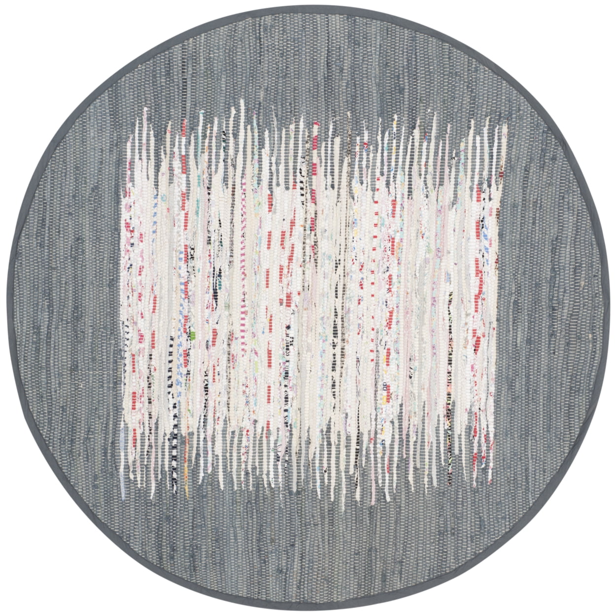 SAFAVIEH Montauk Tennyson Braided Border Cotton Runner Rug, Ivory/Grey, 2'3" x 6'