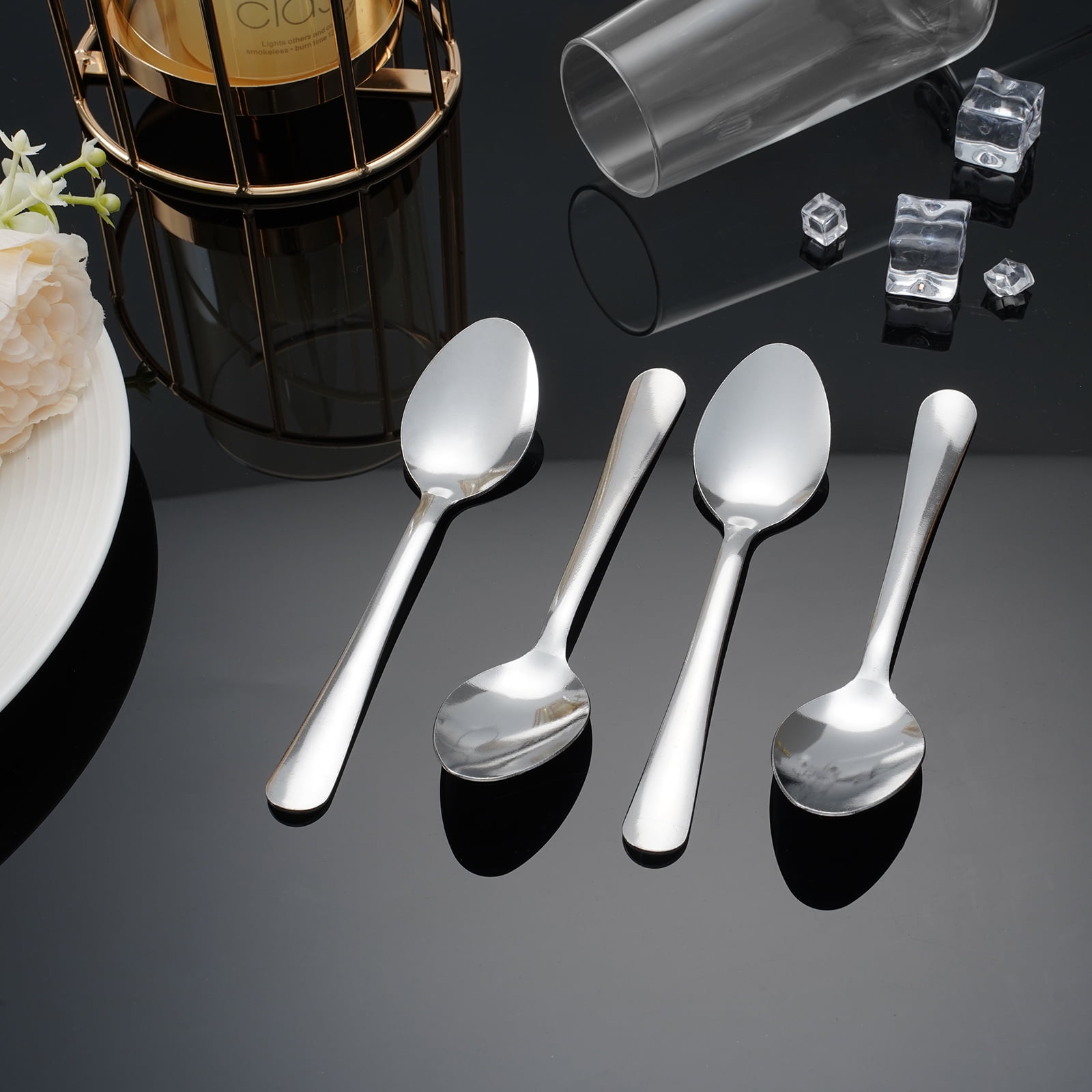 Hansmart 120pcs Dinner Spoons,7.1" Stainless Steel Spoons Silverware, Kitchen Essential Dinner Spoons, Table Spoon for Home Kitchen Restaurant, Party, Catering, Picinc, Dishwasher Safe