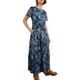 thumbnail image 2 of Vestido largo ACCPUR para mujer, estilo bohemio, floral, cuello en V, azul marino, 2 of 6