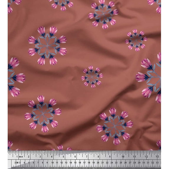 Soimoi Viscose Chiffon Fabric Tulip Flower Printed Fabric 1 Yard 42 Inch Wide