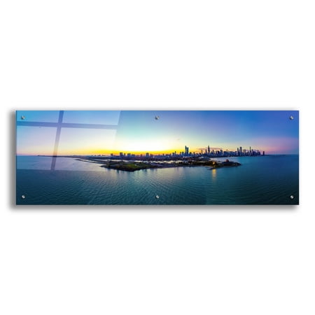 Epic Art 'Chicago - Planetarium Sunset' by Epic Portfolio, Acrylic Glass Wall Art, 48"x16"