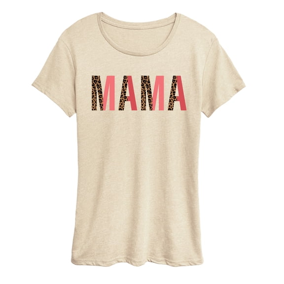 Instant Message - Mama Leopard Print Letters - Women's Short Sleeve Graphic T-Shirt