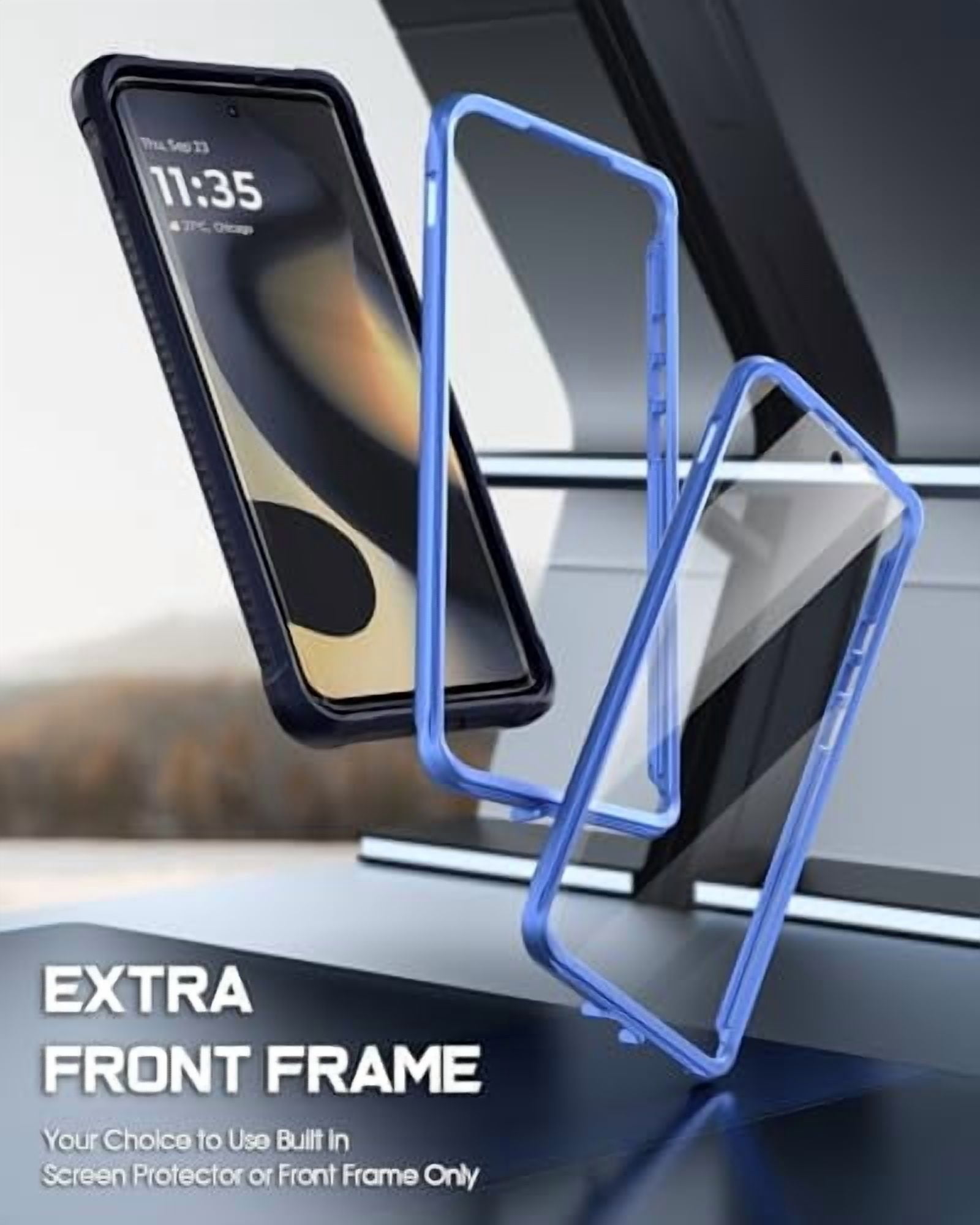 Poetic Guardian Case for Motorola Moto Edge 2024 [Not for 2023 Version], Full Body Cover with Built-in Screen Protector, Blue/Clear