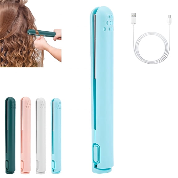 EXLEAF Mini Dual Purpose Curling Iron for Short Hair Cordless 2-in-1 Wand Flat