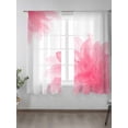thumbnail image 2 of Sheer Curtains 72 Inches Long 2 Panels Set for Bedroom, Pink Flower Semi Sheer Curtains for Windows, Boho Modern Floral Abstract Ombre Leaf White Voile Window Treatments Rod Pocket Curtain, 2 of 7