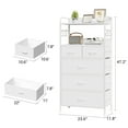 thumbnail image 3 of 5 Drawer Dresser, Fabric Dresser, 5-Drawer Tall Dresser Storage Organizer with Fabric Bins, Wood Top, Sturdy Steel Frame, Sturdy Steel Frame, Chest of Drawers Easy Pull Handle, Hallway, 3 of 8
