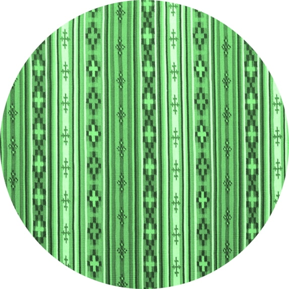 Ahgly Company Indoor Round Abstract Emerald Green Contemporary Area Rugs, 7' Round