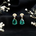 thumbnail image 5 of Rosec Jewels Lab Grown Emerald Teardrop Earrings for Women (3 Carat, AAAA Quality) - Certified Emerald Diamond Earrings, 14K Yellow Gold, 5 of 8