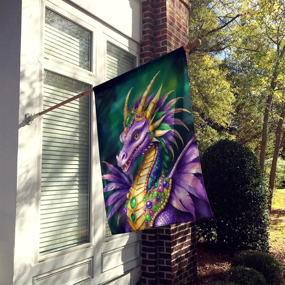 Caroline's Treasures DAC5220CHF Dragon King of Mardi Gras House Flag Large Porch Sleeve Pole Decorative Outside Yard Banner Artwork Wall Hanging, Polyester, House Size, Multicolor