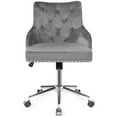 thumbnail image 4 of Costway Silla tapizada con tachas y ruedas para casa y oficina, sillón de terciopelo con nudos giratorio a 360°, silla regulable para salón dormitorio estudio, 4 of 5