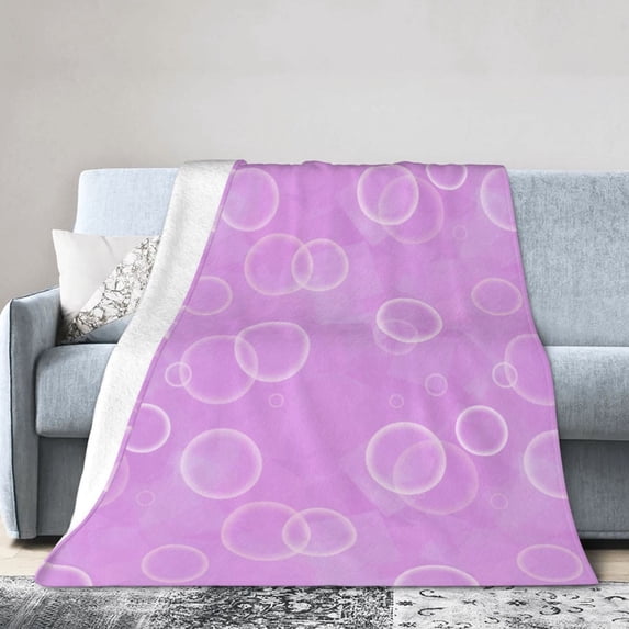 YFYANG Anti-Pilling Ultra-Soft Micro Fleece Cover Blanket for Bed Sofa, Dreamy Purple Bubble Throw Blanket for All Seasons, 80"x60"
