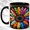 Black, variant on Polka Dot Daisy Coffee Mug, Rainbow Flower Mug, Ceramic 11 oz