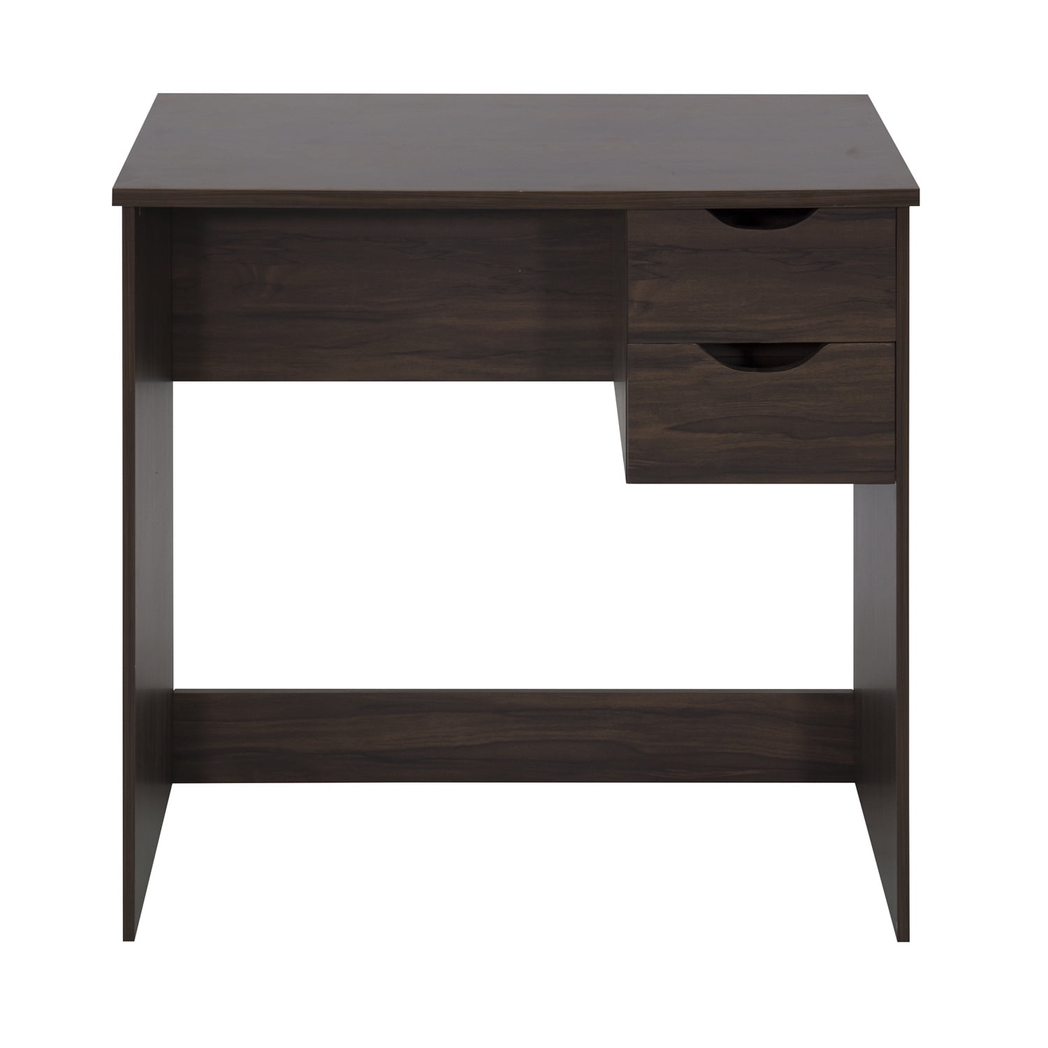 Kepooman 35.43" Writing Desk, Study Computer Desk, Laptop PC Table Workstation with 2 Drawers for Home Office, Walnut Color