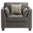 thumbnail image 3 of ACME Laurissa Track Arm Chair with Nailhead Trim in Light Charcoal Linen, 3 of 8
