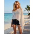 thumbnail image 6 of LMLYSoH Women's Knitted Poncho Fashion Lightweight Solid Color Off One Shoulder Shawl Wrap for Beach Party, 6 of 9