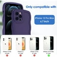 thumbnail image 6 of Case for iPhone 12 Pro Max Case Wave, Curly Frame Design for Women Girls, Cute Wavy Solid Color Aesthetic Phone Case Soft Flexible TPU Shockproof Full-Body Protective Case Cover - Drak Purple, 6 of 12
