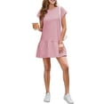 thumbnail image 5 of SHIBEVER Womens Summer Dress Casual Ruffle Hem Babydoll T Shirt Dresses for Women Comfy Cap Sleeve Loose Mini Dresses, 5 of 9