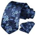 thumbnail image 3 of HISDERN Men Floral Ties Woven Classic 3.4" Necktie Set Formal tie Pocket Square for Wedding with Handkerchief Gift Box, 3 of 8