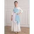 thumbnail image 3 of IEFIEL Girls One Shoulder Asymmetrical Hem Praise Lyrical Dance Dress Metallic Color Contrast Liturgical Worship Dancewear Light Blue 14, 3 of 7