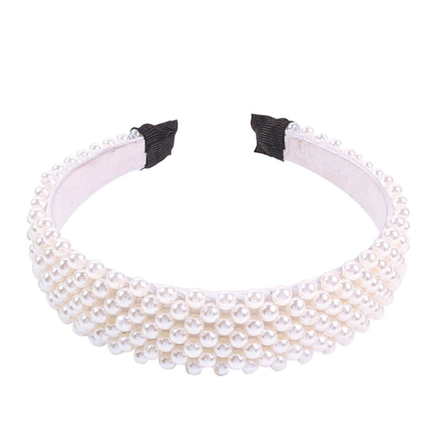 EeaseMX Diadema de perlas para el cabello, decoración para el cabello, corona de perlas, tocado, joyería para el cabello para mujeres y niñas