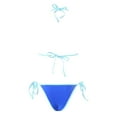 thumbnail image 6 of yueewhu Women Two Piece Swimsuit Color Block Swimwear Halter String Triangle Bikini Sets (Blue, XS), 6 of 9