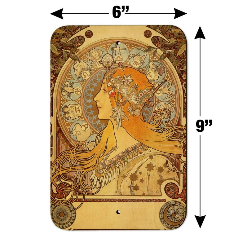 Zodiac Alphonse Mucha Art Nouveau Home Business Office Sign