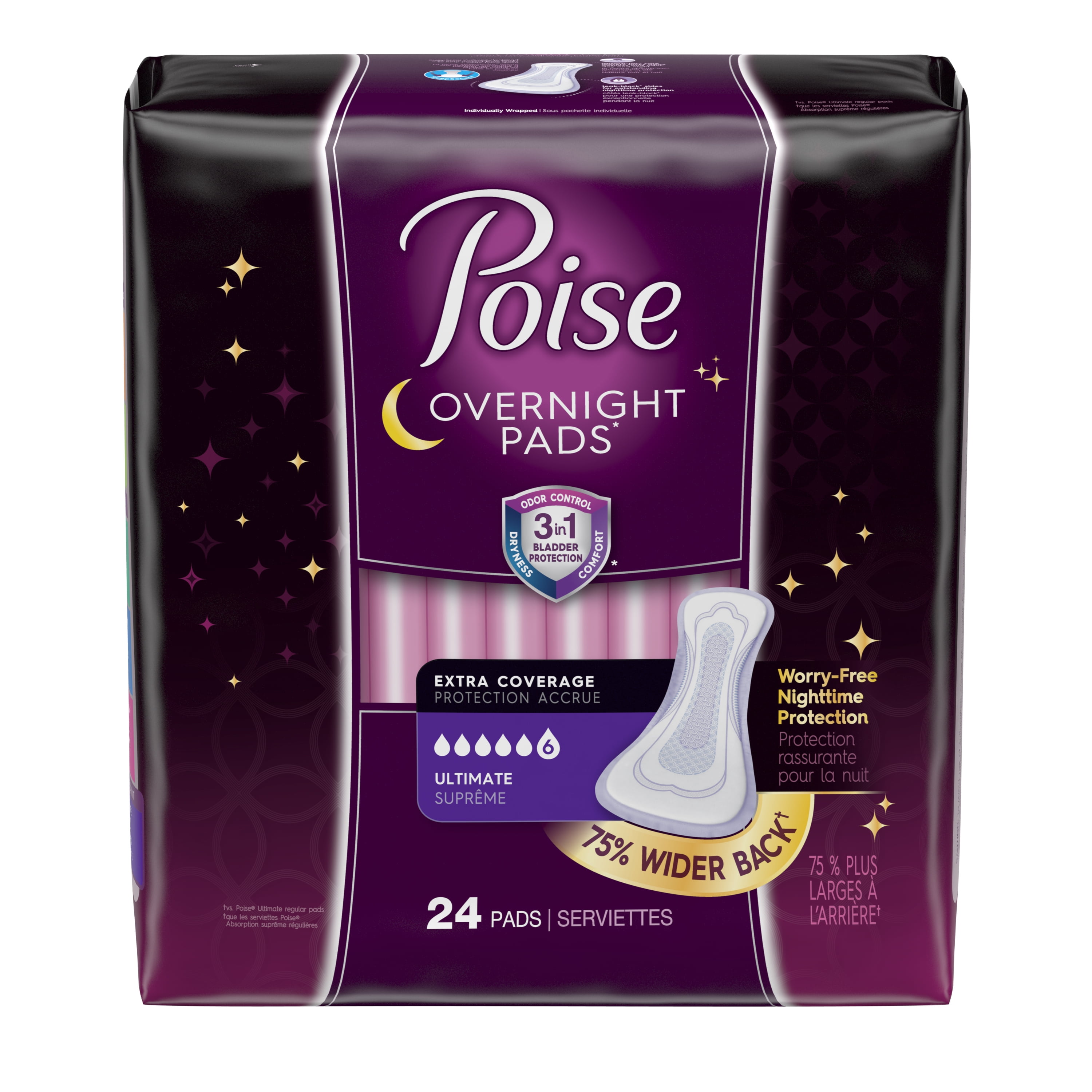 Poise Overnight Incontinence Pads for Women Ultimate Absorbency Extra