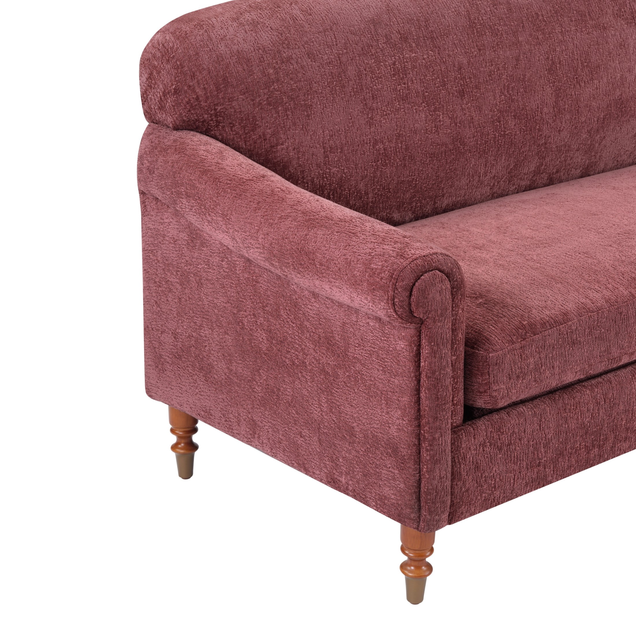 Christopher Knight Home 77.5" Chenille Loveseat Sofa with Rolled Arms, Classic Design 2-seater Couch, Red