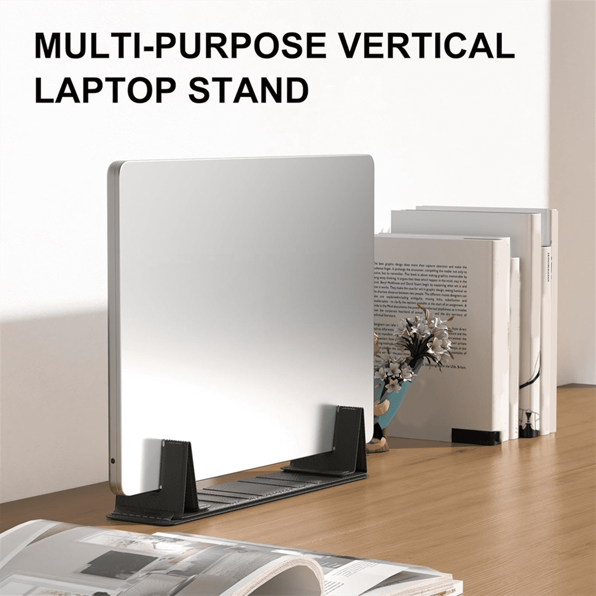 Magnetic Adjustable Travel Laptop Stand for Digital Nomads and Business Travelers. Compact, Foldable, for Desk Use