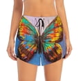 thumbnail image 2 of Vsdgher Oil Painting Beautiful Butterfly Print Women's Running Double Layer Shorts High Waisted with Pockets Elastic Yoga Workout Athletic Gym Sports, 2 of 8