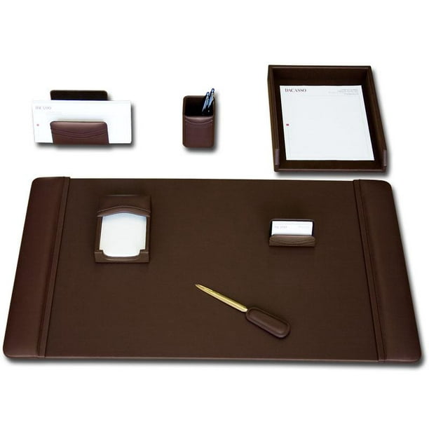 D3404-chocolate-brun-cuir-7-pièce-bureau-set