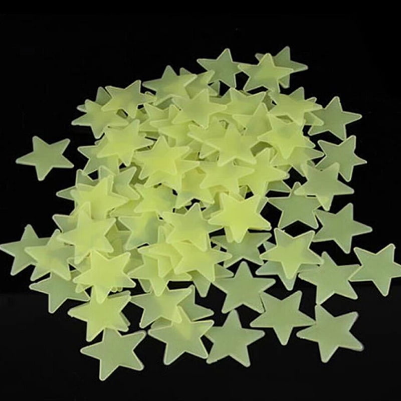 Glow In The Dark Plastic Stars Fun Ceiling Wall Art Luminous Space Stickers 3CM 