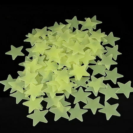 100pcs Glow In The Dark Stars Shape Stickers For Home Ceiling