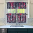 thumbnail image 3 of Kitchen Curtains 24 Inch Short - 3 Panel Set, Rod Pocket Window Curtain with Tropical Leaf Botanical Print, 100% Polyester for Farmhouse, Cafe, Kitchen, Bedroom, Easy Wash, 3 of 6
