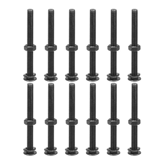 Uxcell Carriage Bolt with Nut & Washer, Black 304 Stainless Steel M6x65mm 12 Set