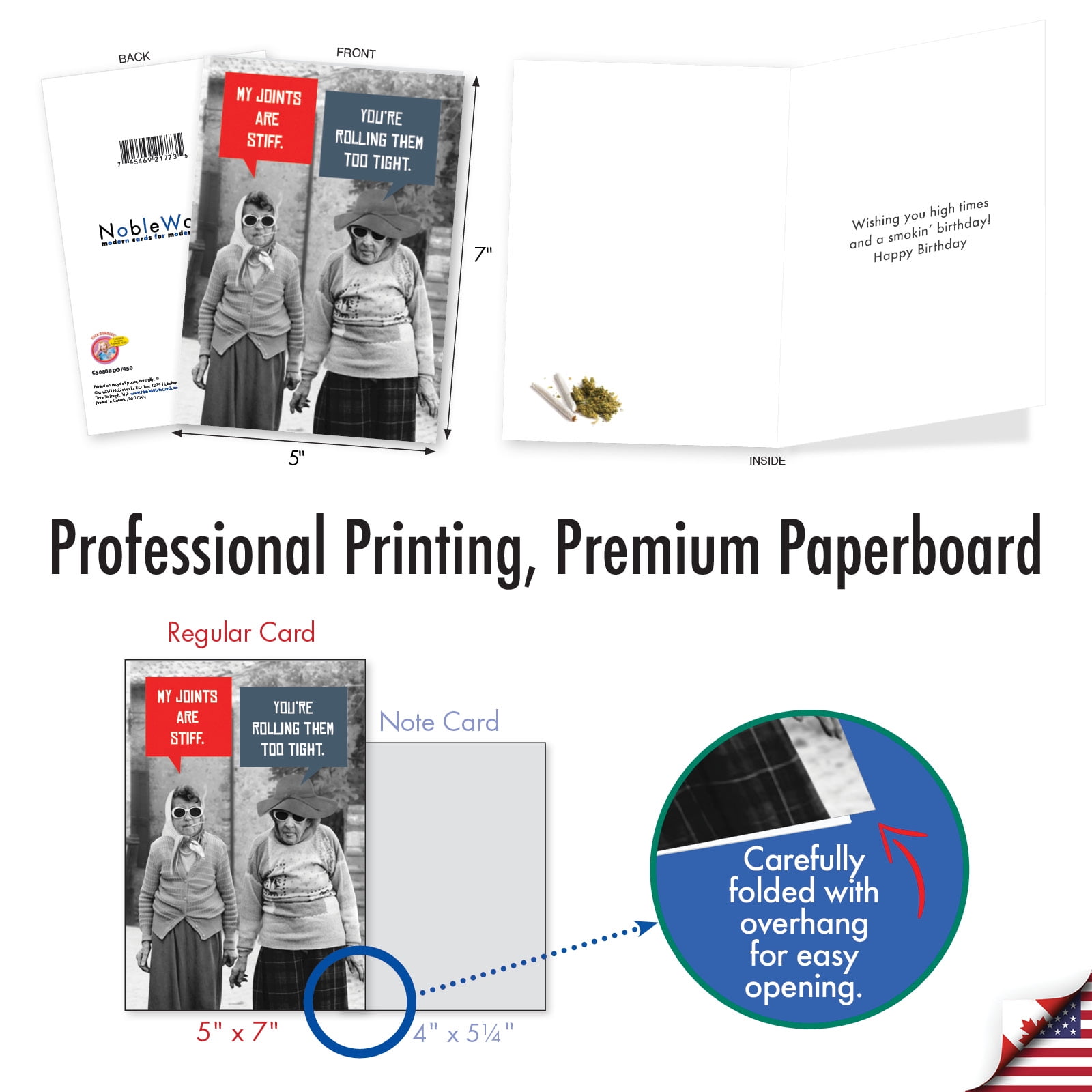 NobleWorks 36 Assorted Box Set Funny Birthday Greeting Cards w/5 x 7 Inch Envelopes (36 Designs, 1 Each) Bday Getting Old AC10798BDG-B1x36