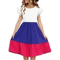 thumbnail image 2 of LOVZFMLL Robe d'Été pour Enfants à Manches Plissées à Double Couche pour 5-14 Ans, 2 of 8