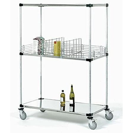 

21 Deep x 48 Wide x 48 High 3 Tier Stainless Steel Solid Mobile Shelving Unit with 1200 lb Capacity