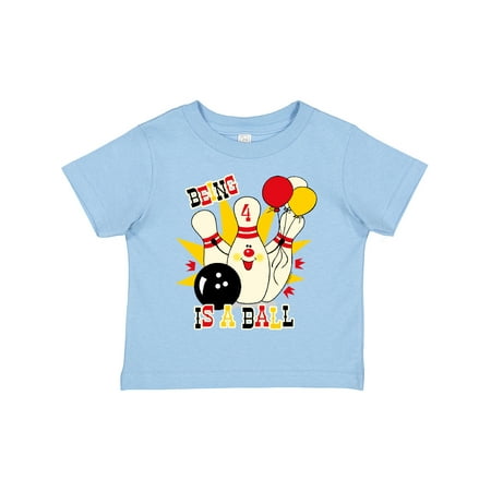 

Inktastic Cute Bowling Pin 4th Birthday Gift Toddler Boy or Toddler Girl T-Shirt