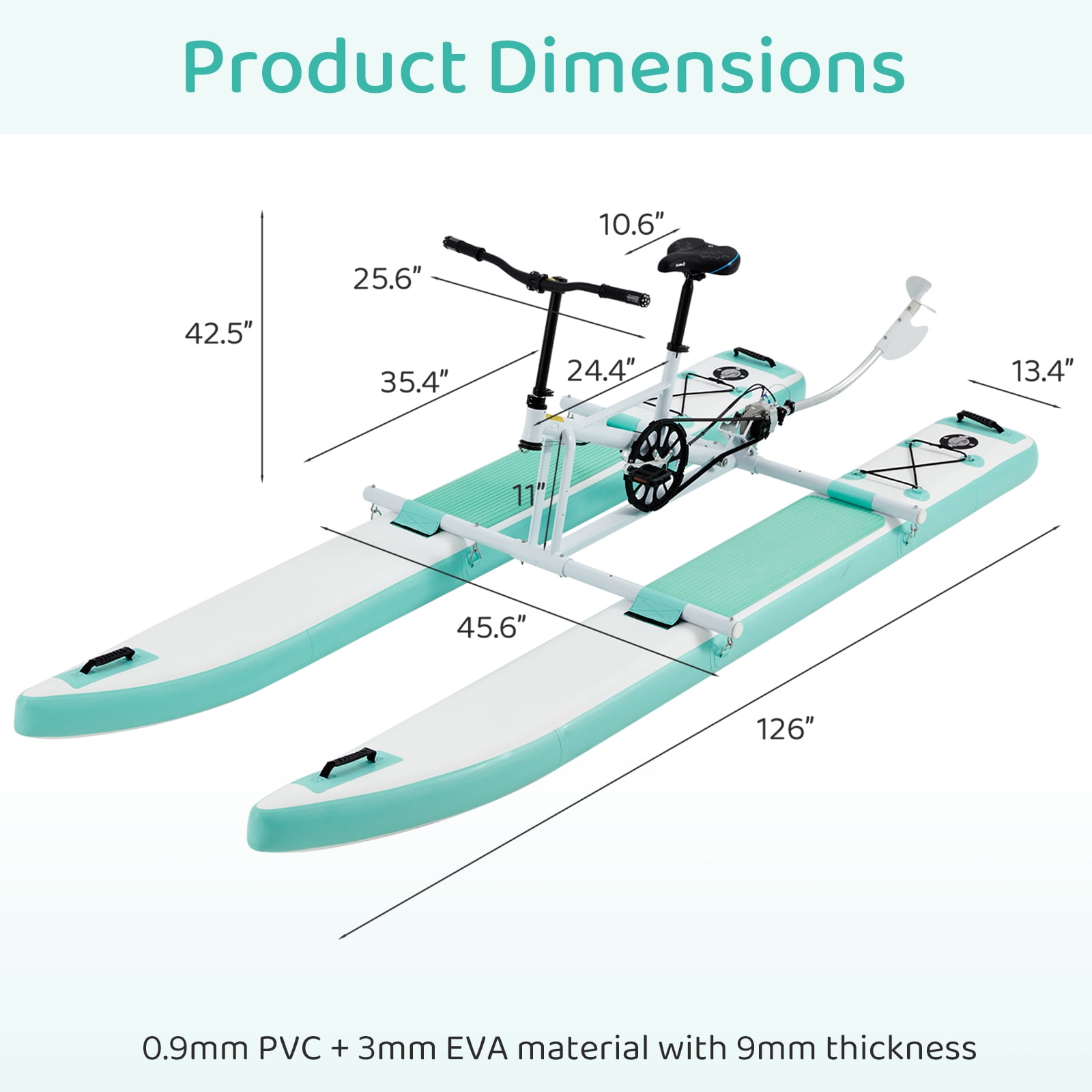 Danrelax Inflatable Water Bike, 2-in-1 Pedal Kayak Bikeboat Hybrid, Includes Bike System, Dual Air Pump, Repair Kit & Carry Bag