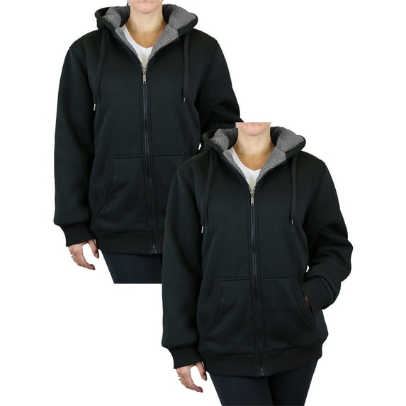 2-Pack GBH Women's Heavyweight Loose-Fit Sherpa Fleece-Lined Hoodie