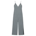thumbnail image 7 of LEBONYARD Pink Jumpsuit,Women's V-Neck Jumpsuit with Adjustable Straps Side Slits and Pockets Gray M, 7 of 7