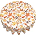 thumbnail image 4 of Fall Tablecloth, Autumn Maple Leaf Round Tablecloth 60 Inch, Thanksgiving White Round Table Cloth for Rustic Farmhouse Kitchen Decor, Wipeable Polyester Fabric Table Cover for Outdoor Holiday Party, 4 of 6