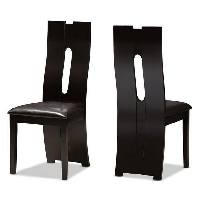 Baxton Studio Rh5509c-Brun Foncé-Dc Alani Chaise de Salle à Manger Moderne et Contemporaine en Similicuir Brun Foncé - Ensemble de 2