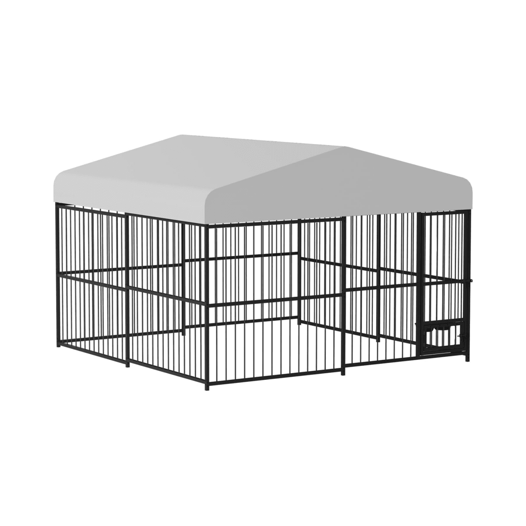 10X10X6FT Large Dog Kennel Outside Heavy Duty Outdoor Dog Cage House with Weatherproof,Galvanized Iron Pet Playpen with Safety Locks,UV & Water Resistant for Medium and Large Dogs,Easy Assembly