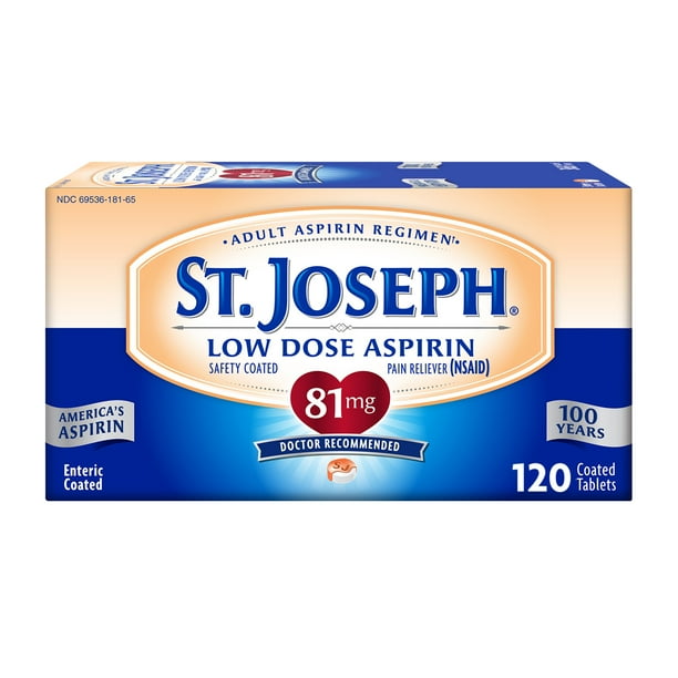 St. Joseph Aspirin Pain Reliever (NSAID) 81mg, Enteric Safety Coated
