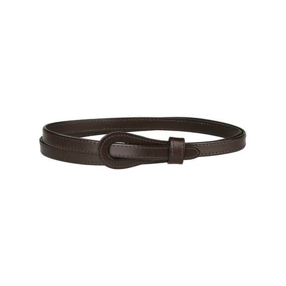 Cinturón delgado de cuero sintético INSPIRE CHIC para mujeres, jeans, pantalones de vestido, cinturones de cintura delgada de 0.55 pulgadas de ancho, color café