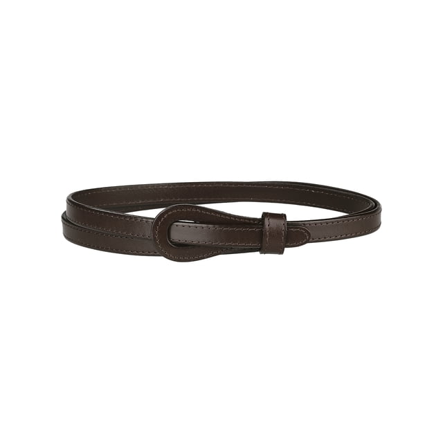 Cinturón delgado de cuero sintético INSPIRE CHIC para mujeres, jeans, pantalones de vestido, cinturones de cintura delgada de 0.55 pulgadas de ancho, color café